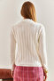 Women's Ecru Turtleneck Ribbed Knitwear Sweater Stk0014 - 6