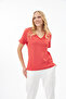 100% Organic Cotton V-Neck Striped T-shirt Red/white