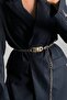 Gold Chain Belt with Gold Metal Lion Buckle and Dangle Chain 1829 - 4