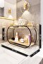 Multipurpose Bathroom Organizer Oval Shelf Wooden Desktop Bathroom Kitchen Shelf Jewelry and Makeup Organizer - 3