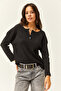Women's Black Buttoned Loose Sweater KZK-19000721 - 2