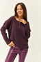 Women's Plum Buttoned Loose Sweater KZK-19000721 - 2