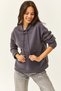 Women's Smoked Hooded Kangaroo Pocket Fleece Sweatshirt SWT-19000435