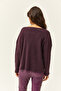 Women's Plum Buttoned Loose Sweater KZK-19000721 - 5