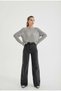 Smoked Power Lycra Super High Waist Loose Jeans Palazzo Trousers