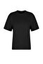 Siyah %100 Kalın Pamuklu Oversize/Geniş Kalıp Bisiklet Yaka Örme T-Shirt TWOSS23TS00040 - 21
