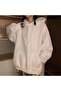 سويت شيرت أبيض بغطاء للرأس مقاس كبير للجنسين - M F Basic Sweatshirt - 5