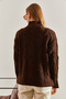 Women's Brown Half Turtleneck Hair Knit Patterned Knitwear Sweater 20234525 - 2
