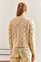 Women's Cream Patterned Knitwear Sweater 20234177 - 3