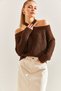 Women's Brown Cross-Strap Knitwear Sweater 20234514 - 2