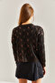Women's Black Patterned Knitwear Sweater 20234177 - 3