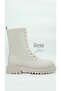 Women's Beige Lace Up Boots with Zipper Boots