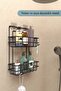 Adhesive 2 Tiers Shower Shelf Bathroom Organizer Basket with Hooks Stainless Shampoo Holder Hanging Without Punching