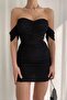 Strapless Black Draped Tulle Dress - Flexible and Lined, Model No: 123