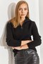 Women's Black Turtleneck Zippered Knitwear Sweater 20234259 - 5