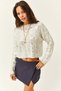 Women's White Thick Hair Braided Metallic Knitwear Sweater KZK-19000722 - 4