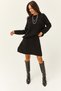 Women's Black Top Sweater Bottom Mini Flared Skirt Knitwear Suit TKM-19000248