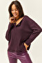 Women's Plum Buttoned Loose Sweater KZK-19000721