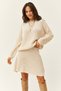 Women's Stone Top Sweater Bottom Mini Flared Skirt Knitwear Suit TKM-19000248 - 3