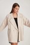 Stone Cream Color Fish Back Oversize Standard Size Short Coat - 3