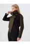 Women's Khaki Quilted Fabric Snap Closure Two Color Design Jacket - 4