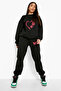 Women's Butterfly Heart Printed Sweatshirt Bottom Top Tracksuit Set