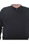 Men's Large Size Polo Collar Zippered Knitwear Sweater 23701 BLACK - 3