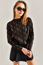 Women's Black Patterned Knitwear Sweater 20234177 - 5
