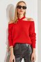 Women's Red Cross-Strapped Knitwear Sweater 20234514 - 6