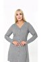 Women's Plus Size Buttoned Ribbed Camisole Dress 21074 Gray - 3