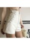 Leather White Shorts - 6