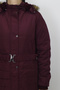 Fistan Store Claret Red Prevailing Collar Comfortable Fit Hooded Snap Closure Long Winter Oversize Coat - 2