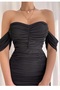 Strapless Black Draped Tulle Dress - Flexible and Lined, Model No: 123 - 3