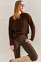 Women's Brown Patterned Knitwear Sweater 20234505