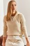 Women's Cream Turtleneck Zippered Knitwear Sweater 20234259 - 5