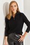 Women's Black Turtleneck Zippered Knitwear Sweater 20234259 - 2
