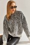 Women's White Gray Pearl Stone Detailed Knitwear Sweater 20234301 - 7