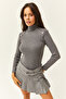 Women's Smoked Shoulder Button Detailed Turtleneck Sweater KZK-19000495 - 3