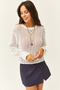 Women's White Cuff Detailed Openwork Knitwear Sweater KZK-19000719 - 4