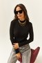 Women's Black Zigzag Detailed Yarm Fisherman Knitwear Sweater KZK-19000488 - 5
