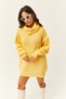 Women's Yellow Scoop Neck Soft Textured Knitwear Tunic Dress ELB-19001982 - 4