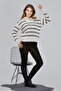 Women's Turtleneck Zippered Striped Sweater