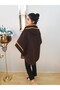 WOMEN'S MUSTARD BROWN WOOL DOUBLE SIDED PONCH COAT - 5