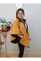 WOMEN'S MUSTARD BROWN WOOL DOUBLE SIDED PONCH COAT - 3