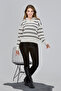 Women's Turtleneck Zippered Striped Sweater - 3