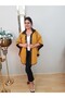 WOMEN'S MUSTARD BROWN WOOL DOUBLE SIDED PONCH COAT