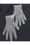 Taara glittering sequined tulle gloves nude - 5
