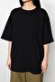 Siyah %100 Kalın Pamuklu Oversize/Geniş Kalıp Bisiklet Yaka Örme T-Shirt TWOSS23TS00040 - 18