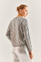 Women's Gray Patterned Knitwear Sweater 20234177 - 2