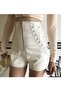 Leather White Shorts - 7